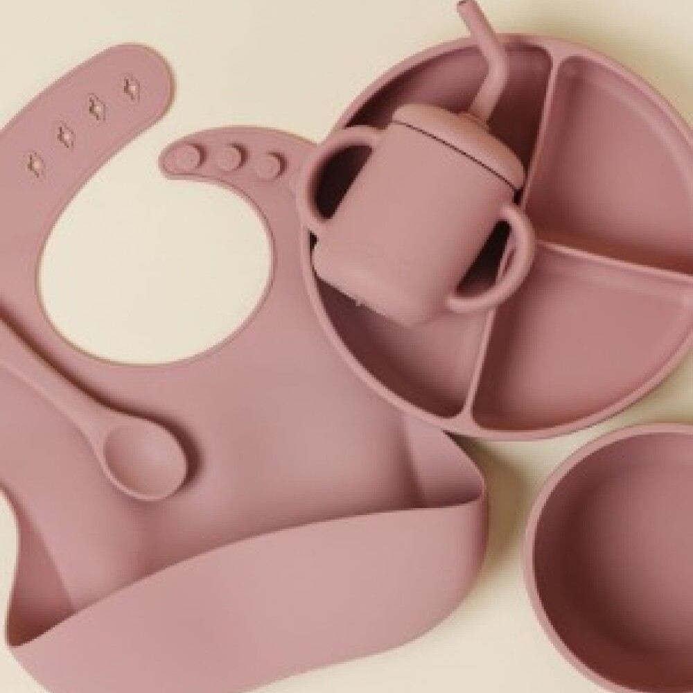 Set alimentacion silicona HUANGER rosa
