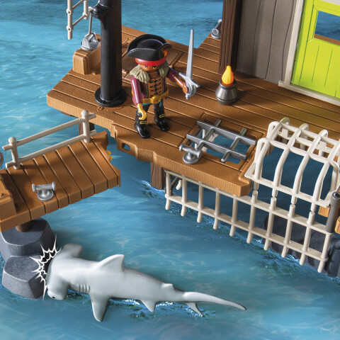 Puerto Pirata con Tiburón Martillo Playmobil 165 Piezas U