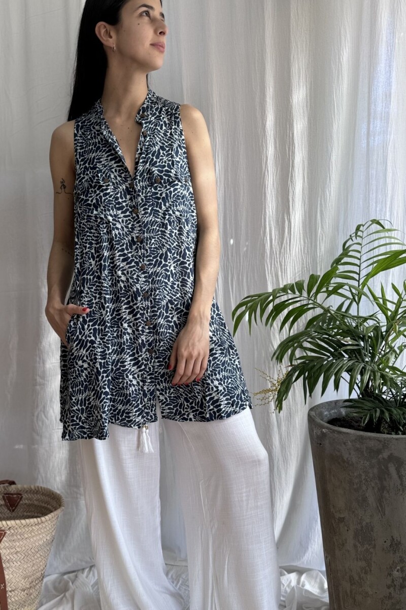 Camisa Gla Azul con blanco
