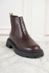 Bota Cuero Croco Marron