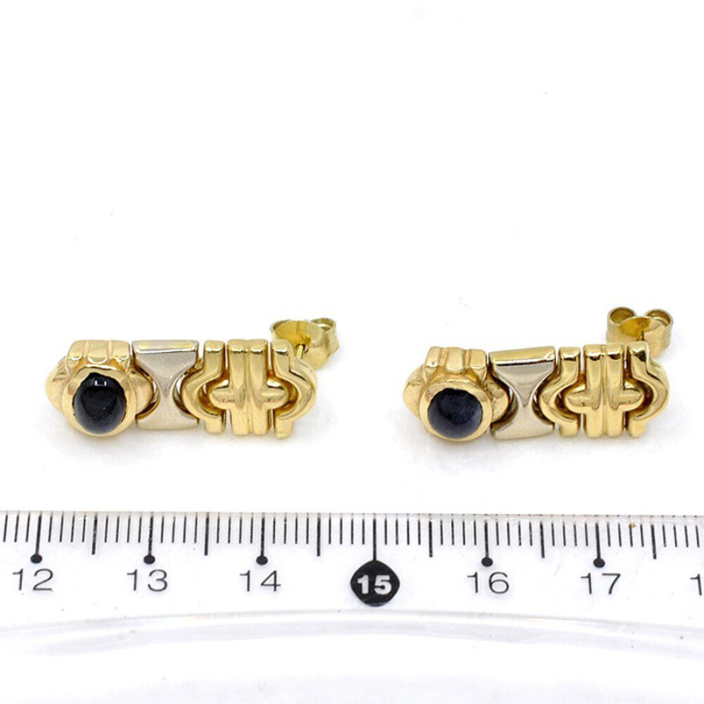 Caravanas En Oro 18K De 2 Colores Y Zafiro Caravanas En Oro 18K De 2 Colores Y Zafiro