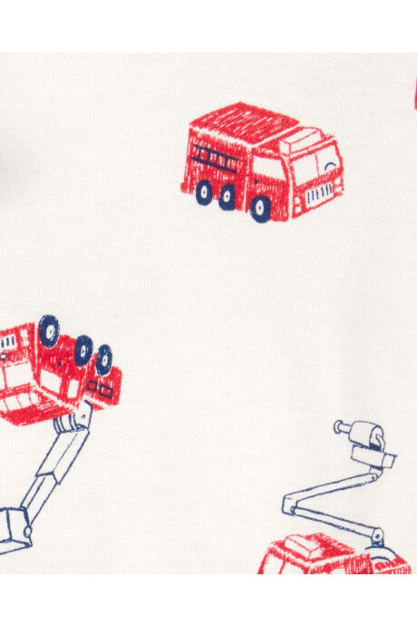 Set tres piezas de algodón, pantalón y dos bodies, diseño bomberos Set tres piezas de algodón, pantalón y dos bodies, diseño bomberos