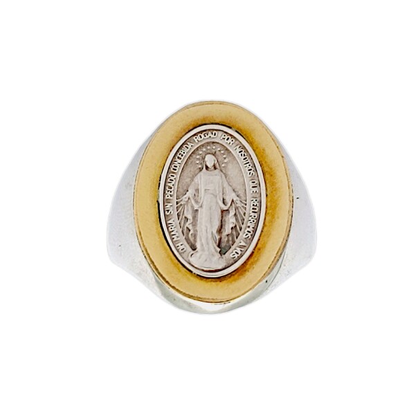 Anillo Virgen Milagrosa-Plata y Oro-Sin Piedra-AN5862 sinpiedra