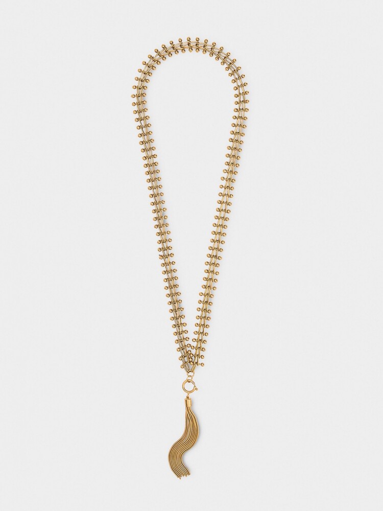 Collar Largo Con Colgante Flecos Metálicos dorado