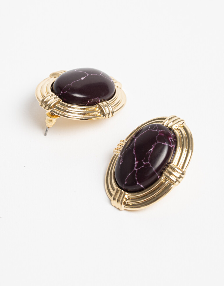 Aros Colgantes Cortos Piedra Aros Colgantes Cortos Piedra Vintage - Dorado