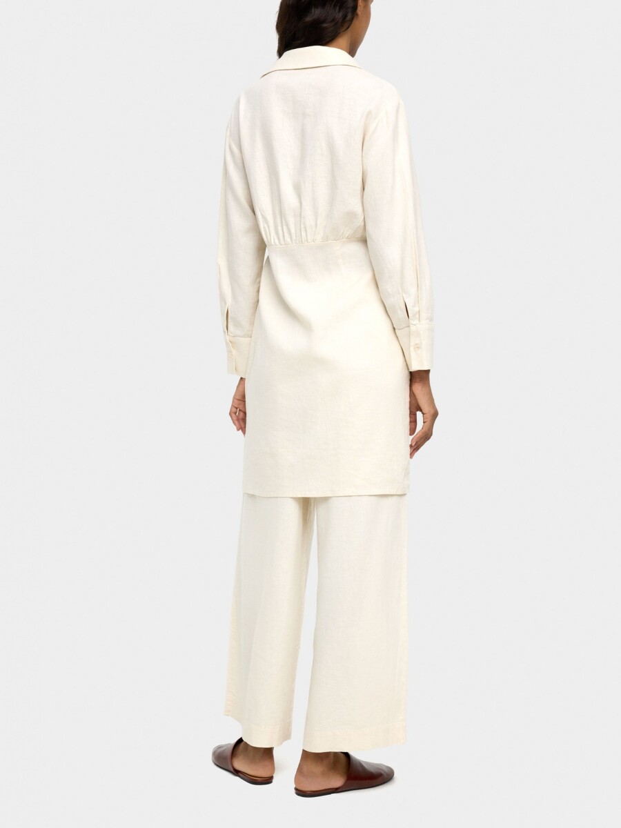 Vestido Con Cruce De Lino crudo
