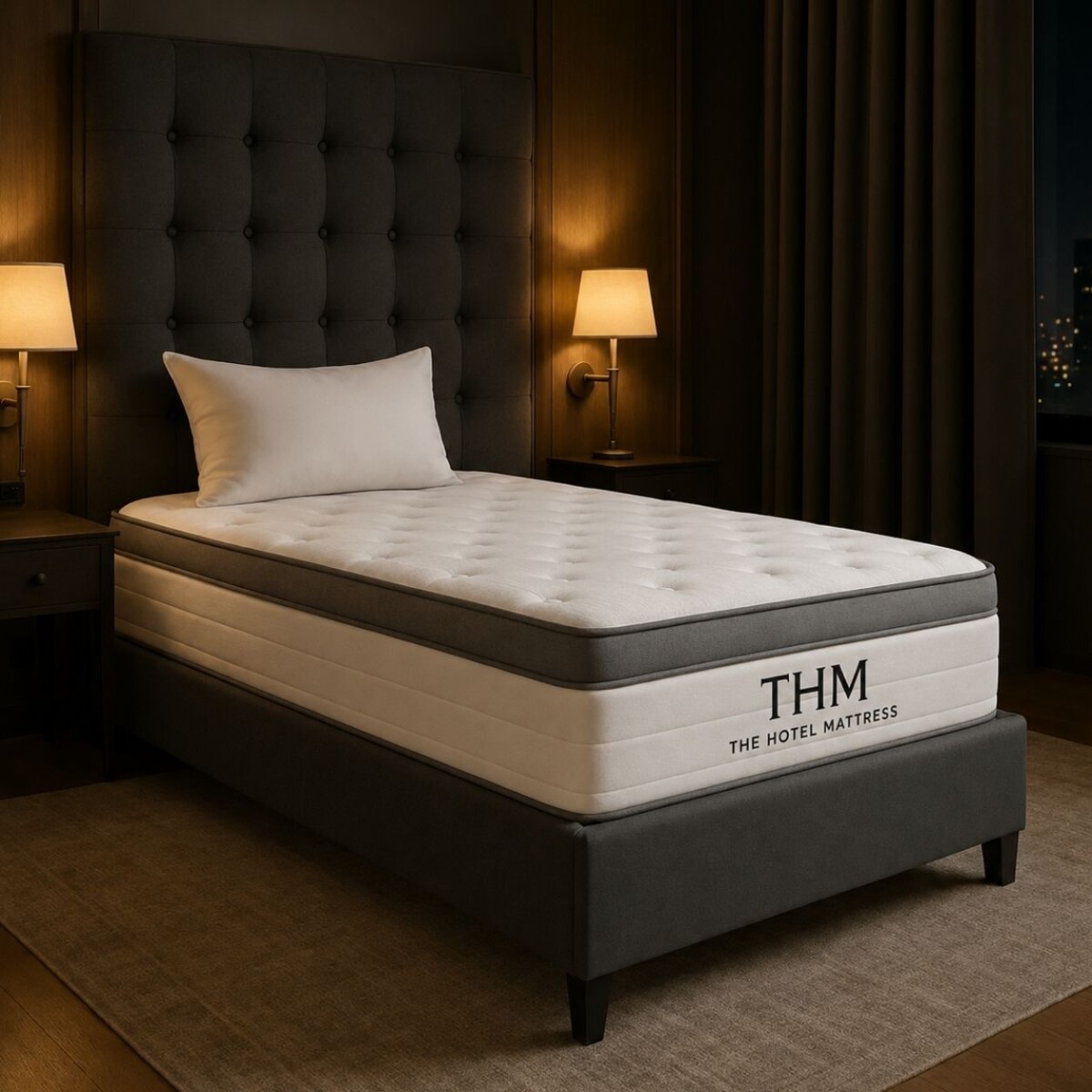 Sommier 1 Plaza HAMPTONS Rhodium 90X190 - Gris 