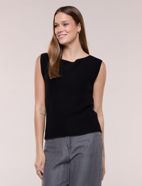 Musculosa Tejida Ribs NEGRO