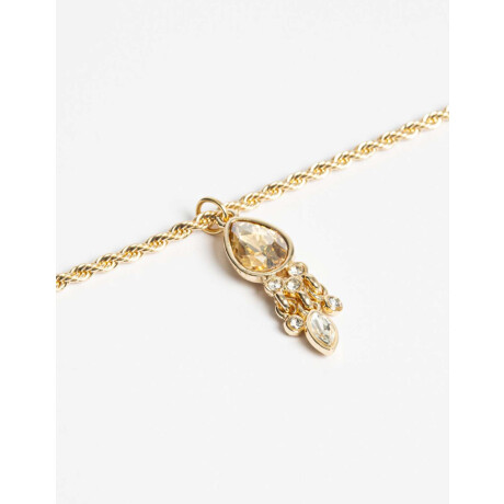 Collar Con Charm Acrílico Y Strass Dorado