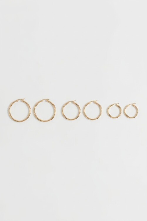 Set de 3 aros de acero grandes dorado