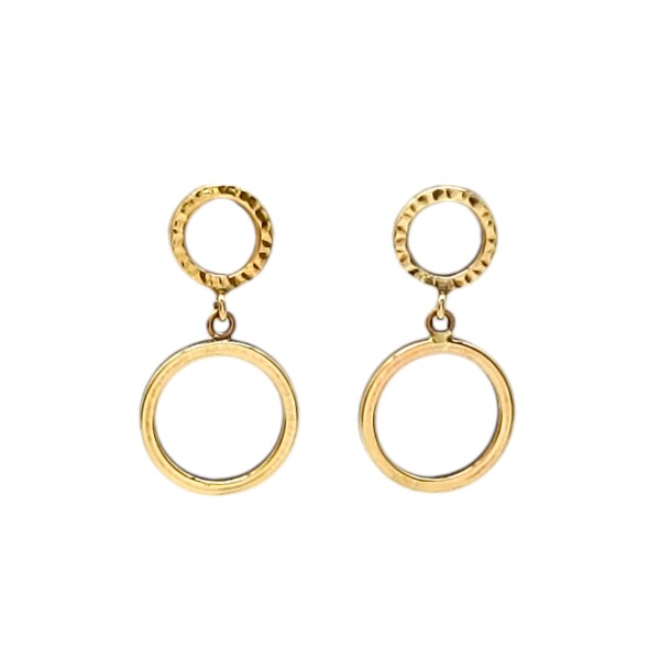 Caravanas colgante Circulo doble oro- Oro bajo - Sin piedra-CA8015 sinpiedra