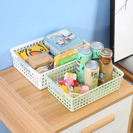 Caja Organizadora Baja Canasto Multiuso Pequeño en Plástico Blanco