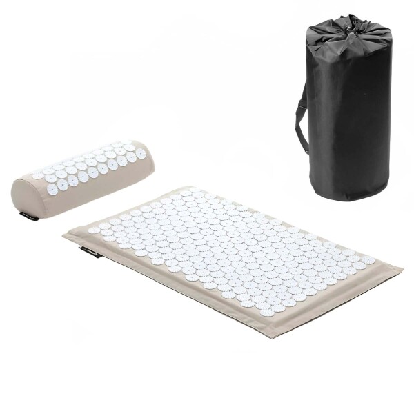 Colchoneta Mat + Almohada Acupuntura Masajeador Relajación Color Blanco
