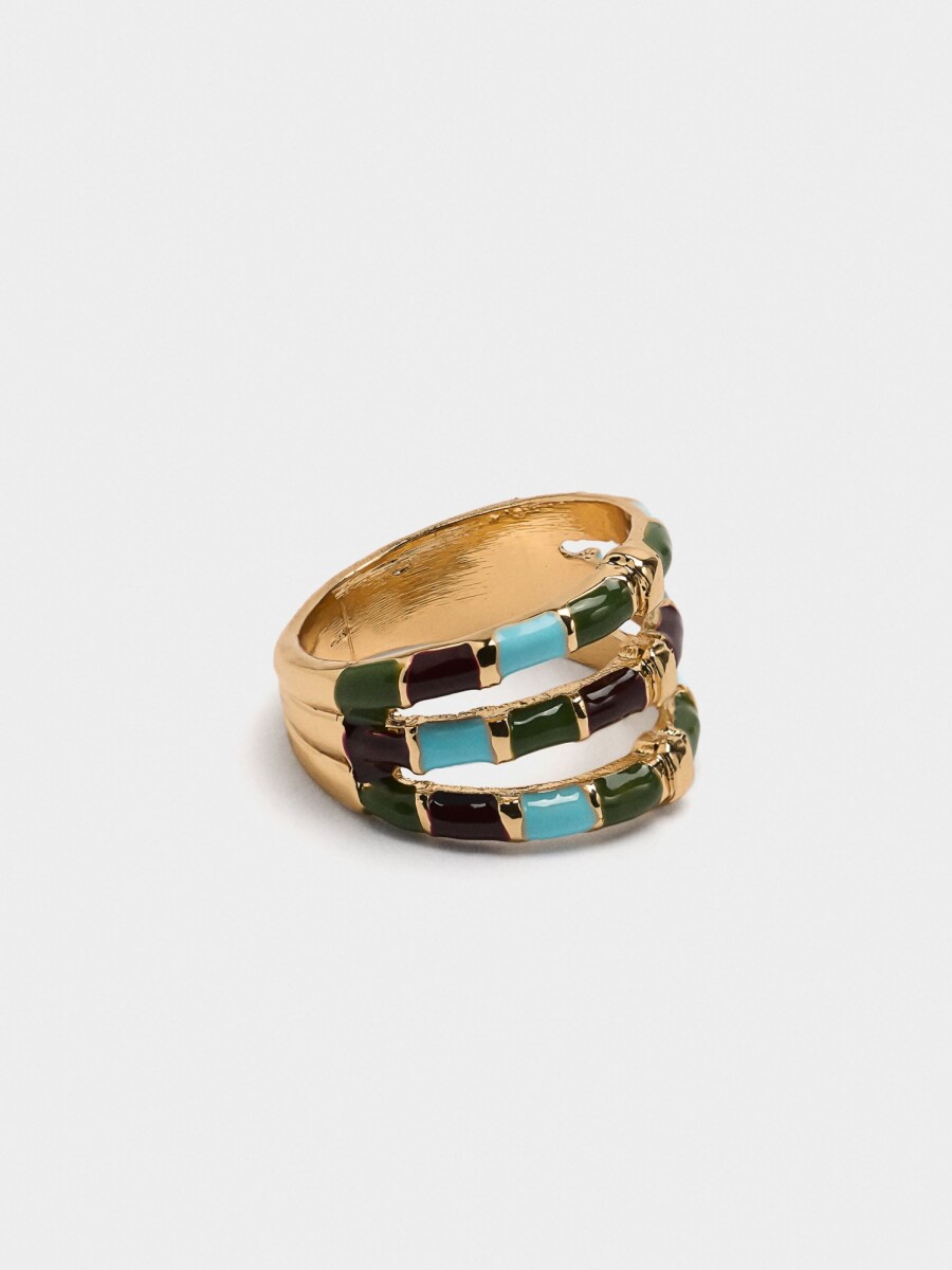 Anillo Efecto Triple Con Esmaltado multicolor