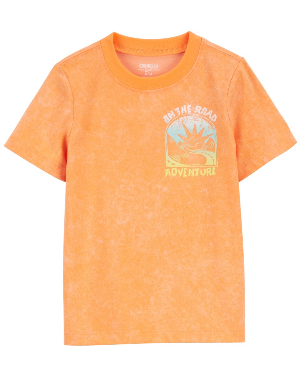 Remera de algodón, manga corta, estampa on the road 