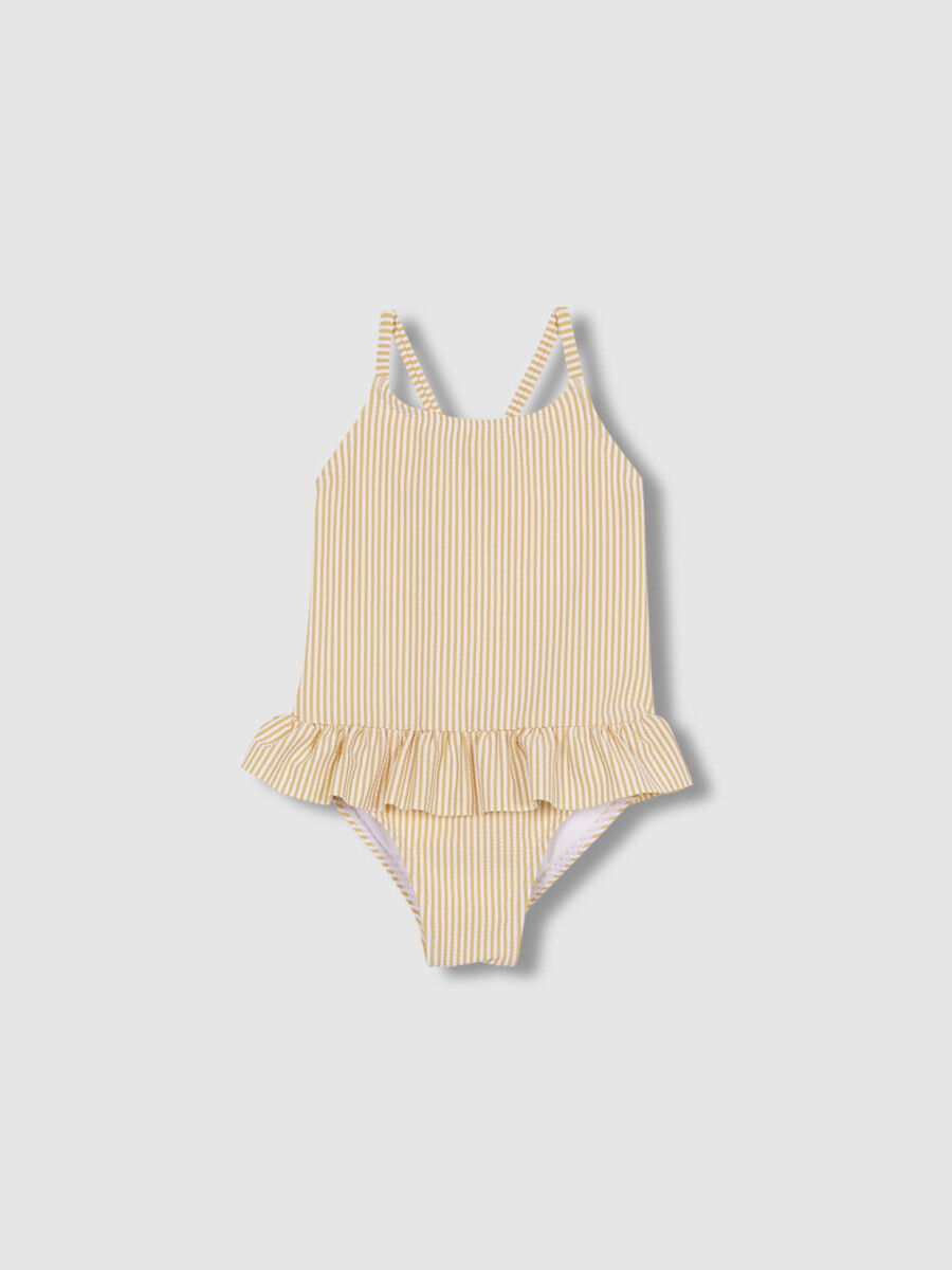 Traje De Baño Estampado Seersuker Amarillo Claro