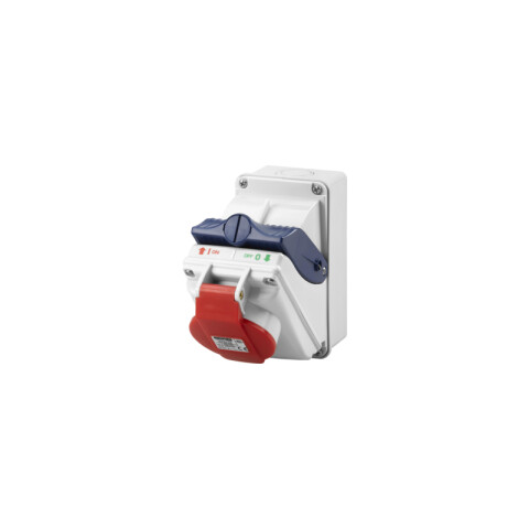 Tomacorriente con interruptor 3P+T 16A 6HS 380V roja IP44 GG6408