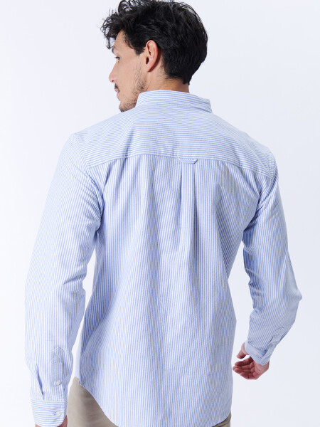 Camisa manga larga oxford Rayas celeste y blanco