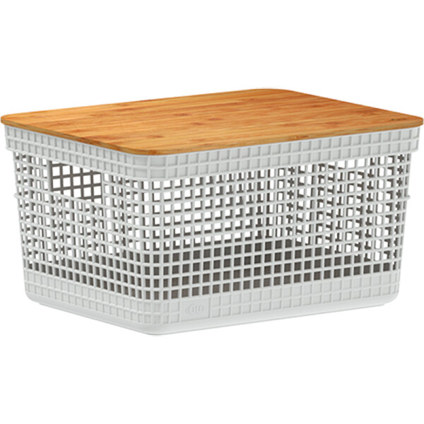 Organizador Rejilla M | Tapa Bambú Blanco
