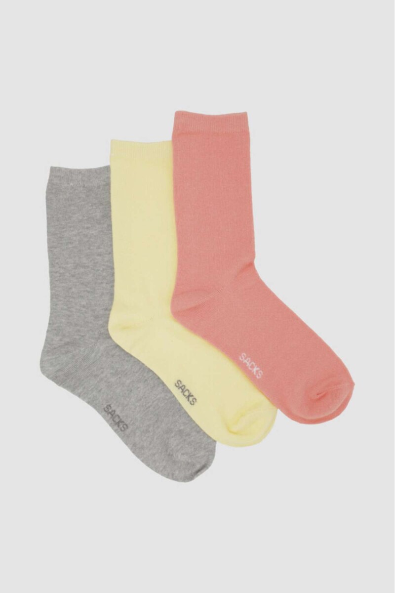 Pack de tres medias lisas. de algodón. en varios colores sur - Variante 43 