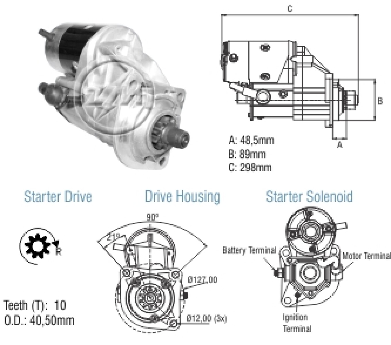 ARRANQUE - CATERPILLAR 10D N.DENSO 12V ZM 