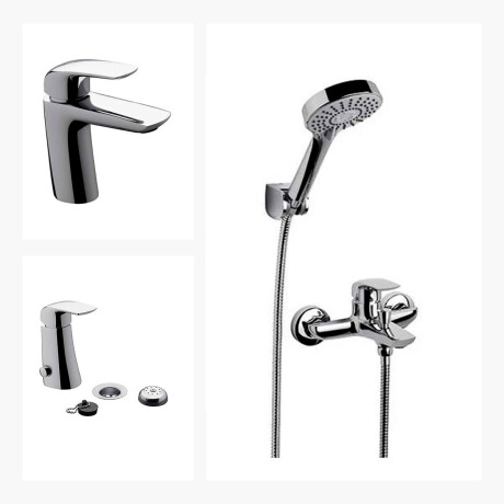 Juego Completo De Griferia Para Baño, Incluye Lavatorio Bajo,Bidet Y Ducha Exterior Linea Epuyen Fv CROMO