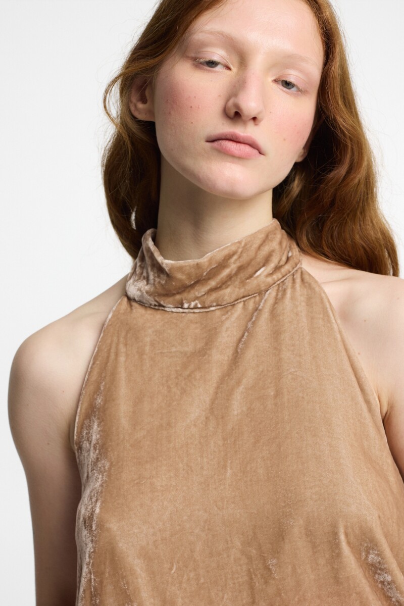 TOP HALTER VELVET Beige