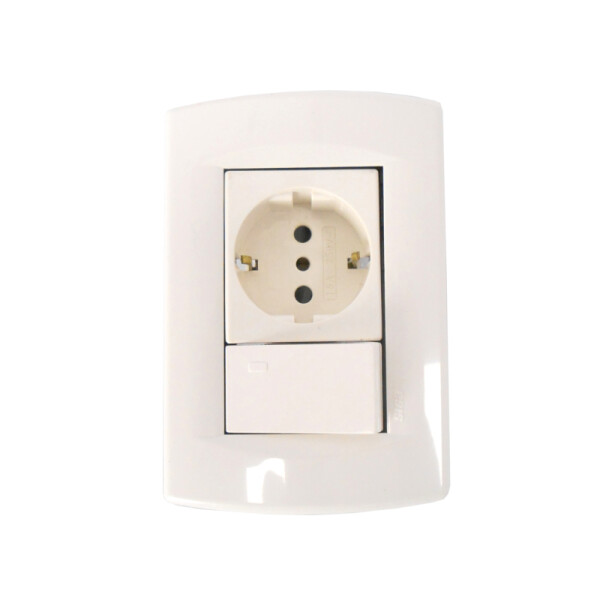 Plaqueta armada int.unipolar + schuko blanche Sica ELE07654