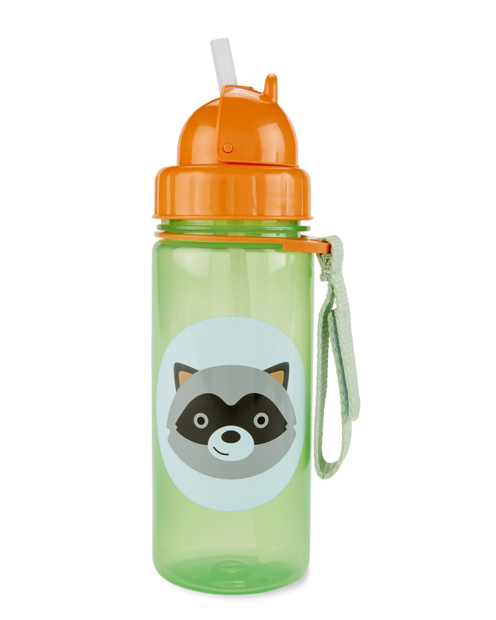 Botella con sorbito, diseño mapache Botella con sorbito, diseño mapache