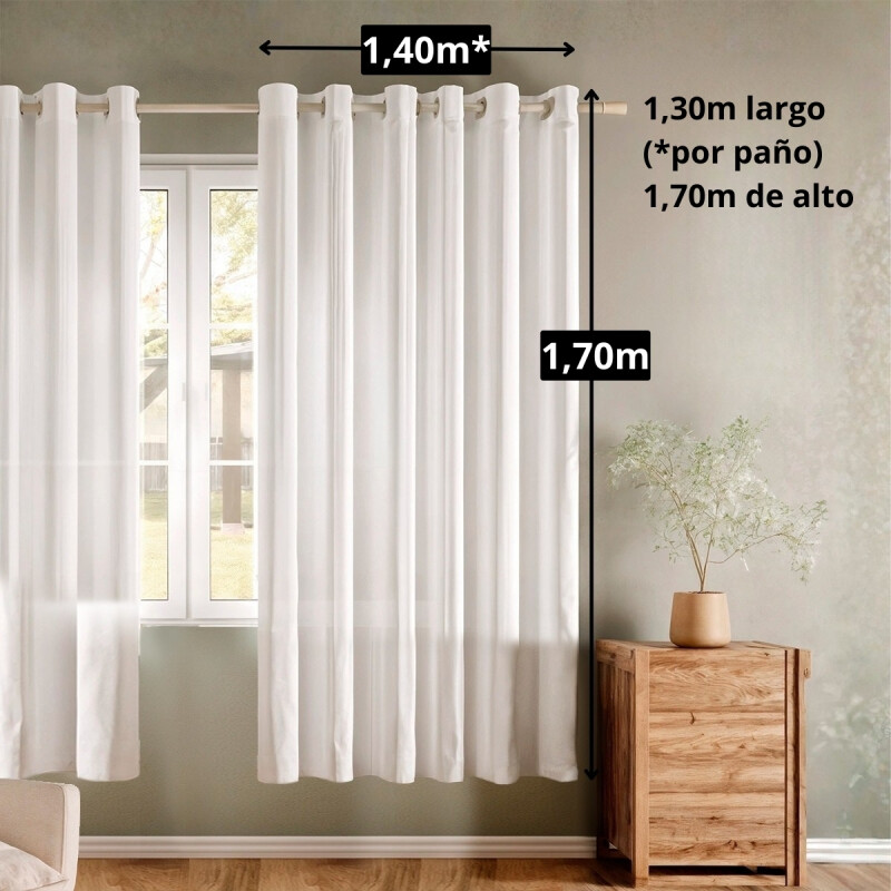 Cortina en tela Voile set 2 paños 140 x 170 cms BLANCO
