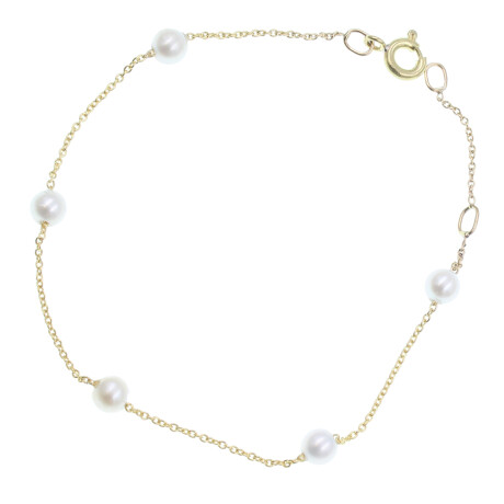 Pulsera Niña de oro amarillo 18k con perlas Pulsera Niña de oro amarillo 18k con perlas