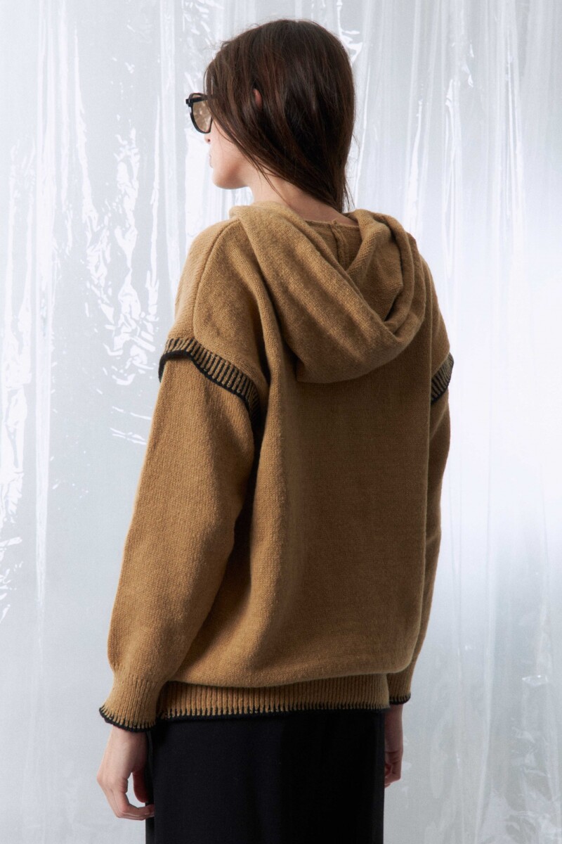 Sweater tejido pespuntes khaki