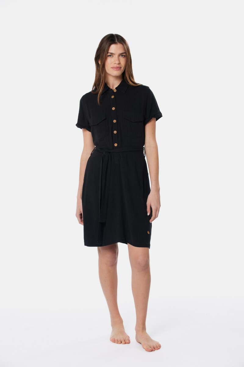 VESTIDO DE LINO - Negro 