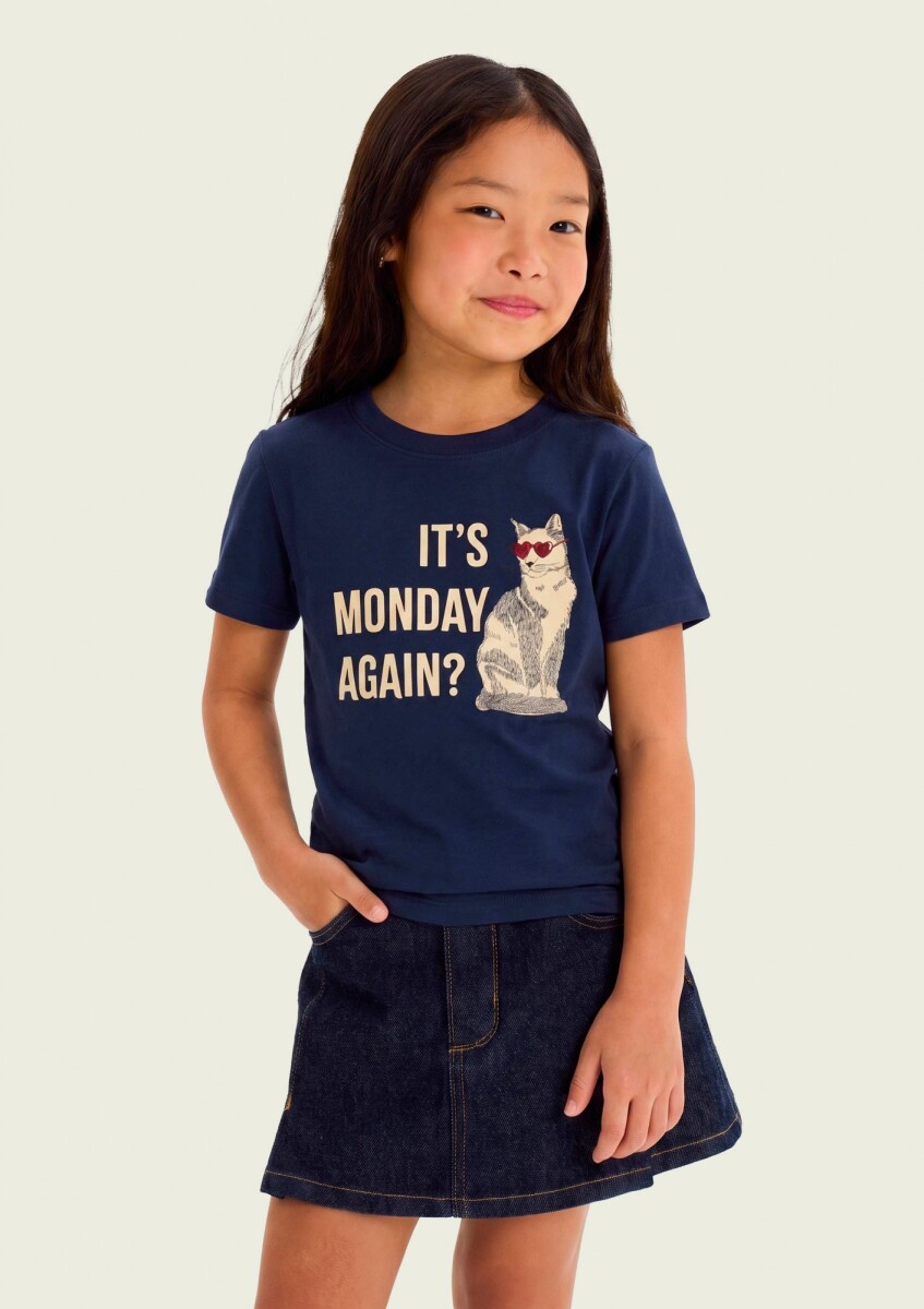 CAMISETA CON ESTAMPA - AZUL 