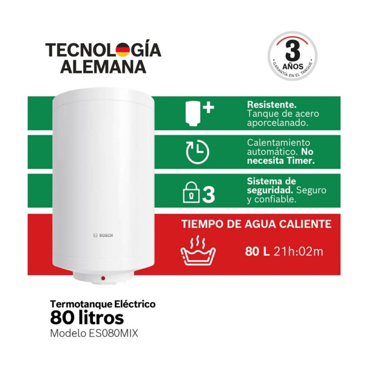 Termotanque eléctrico Bosch KNWVB 80 L - ES080MIX 