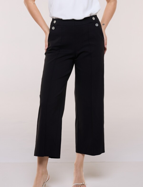Pantalón Crop Con Botones NEGRO
