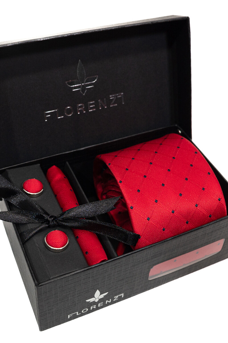 Set Corbata, pañuelo y gemelos ROJO