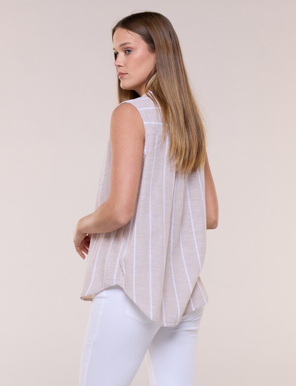 Camisa Lino BEIGE/MULTI