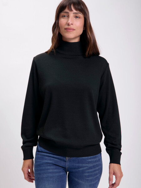 Polera de punto básica Negro