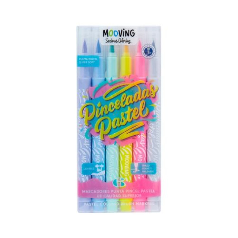 Marcadores Punta Pincel Mooving caja x6 unidades Marcadores Punta Pincel Mooving Caja X6 Unidades