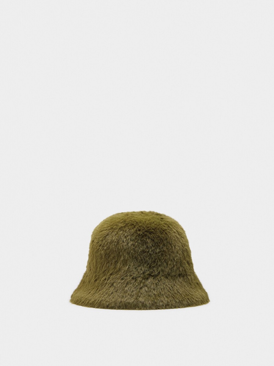 Gorro Bucket Efecto Pelo - verde 
