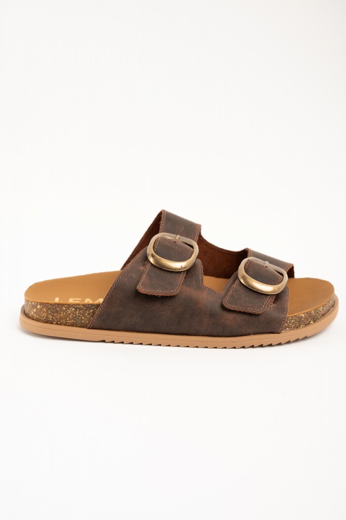 Sandalias De Doble Hebilla Chocolate