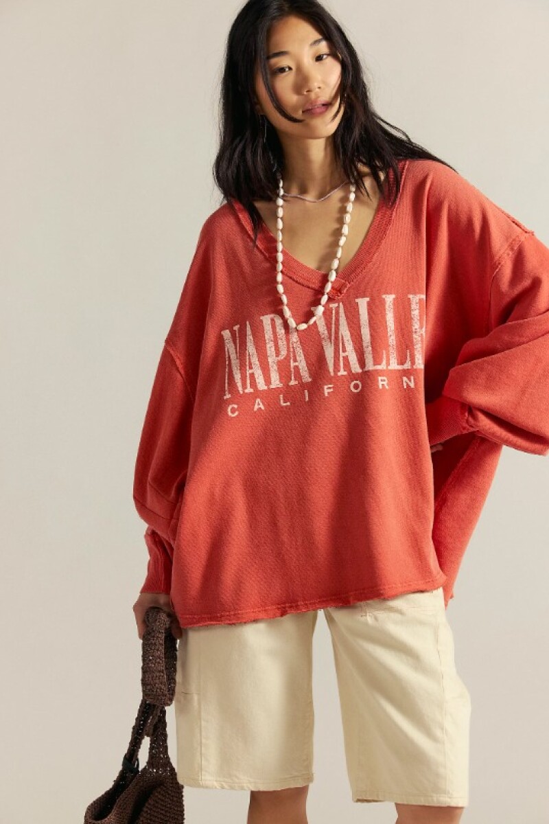 WTF VENICE V NECK GRAPHIC Rosa