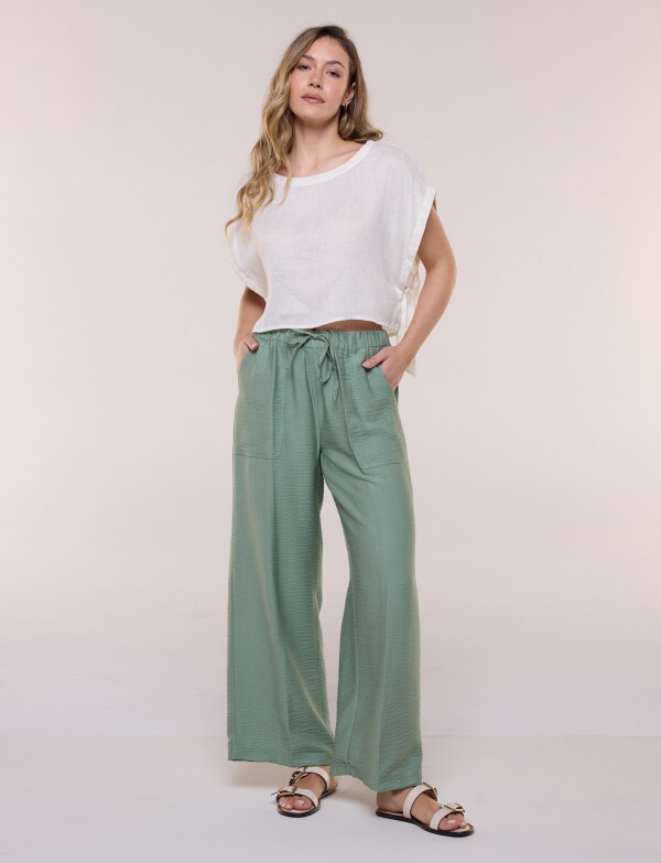 Pantalón Holgado Con Cordón Ajustable Y Bolsillos VERDE