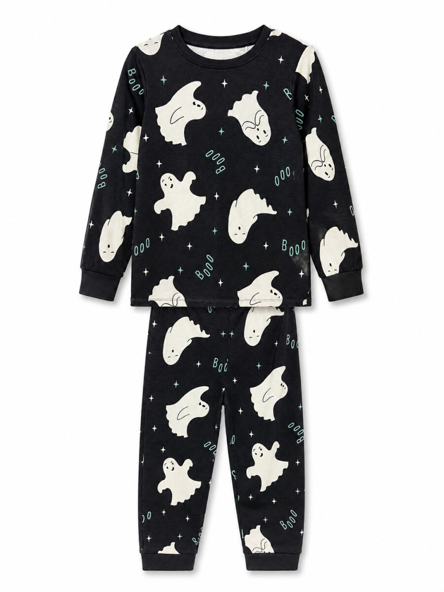 PIJAMA CONJUNTO REMERA Y PANTALON - NEGRO 
