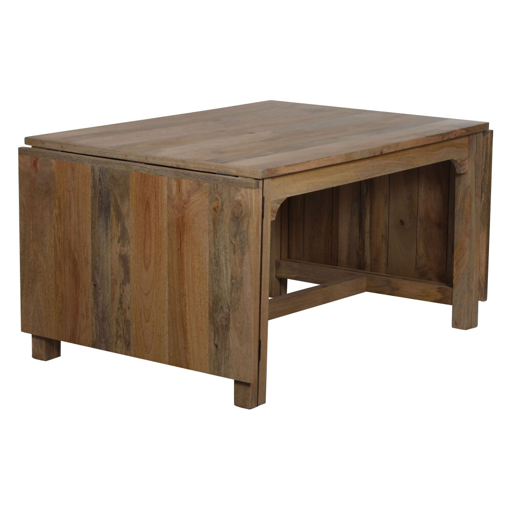 MESA DE COMEDOR PLEGABLE MADERA NATURAL-BEIGE FAZENDA