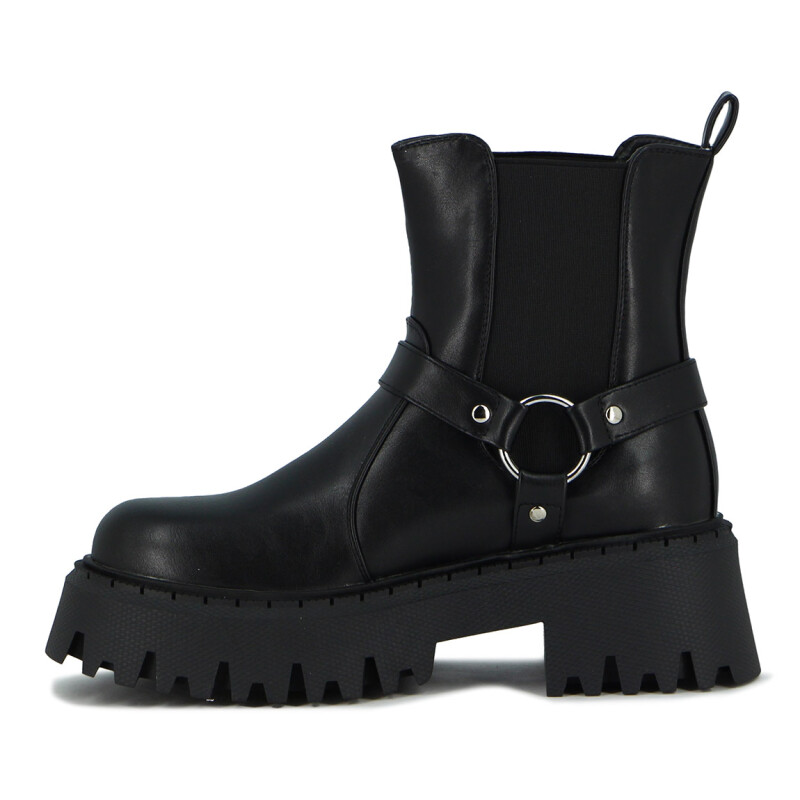 Darkness Bota Dama Caña Media C/ Hebilla Y Elastico Negro