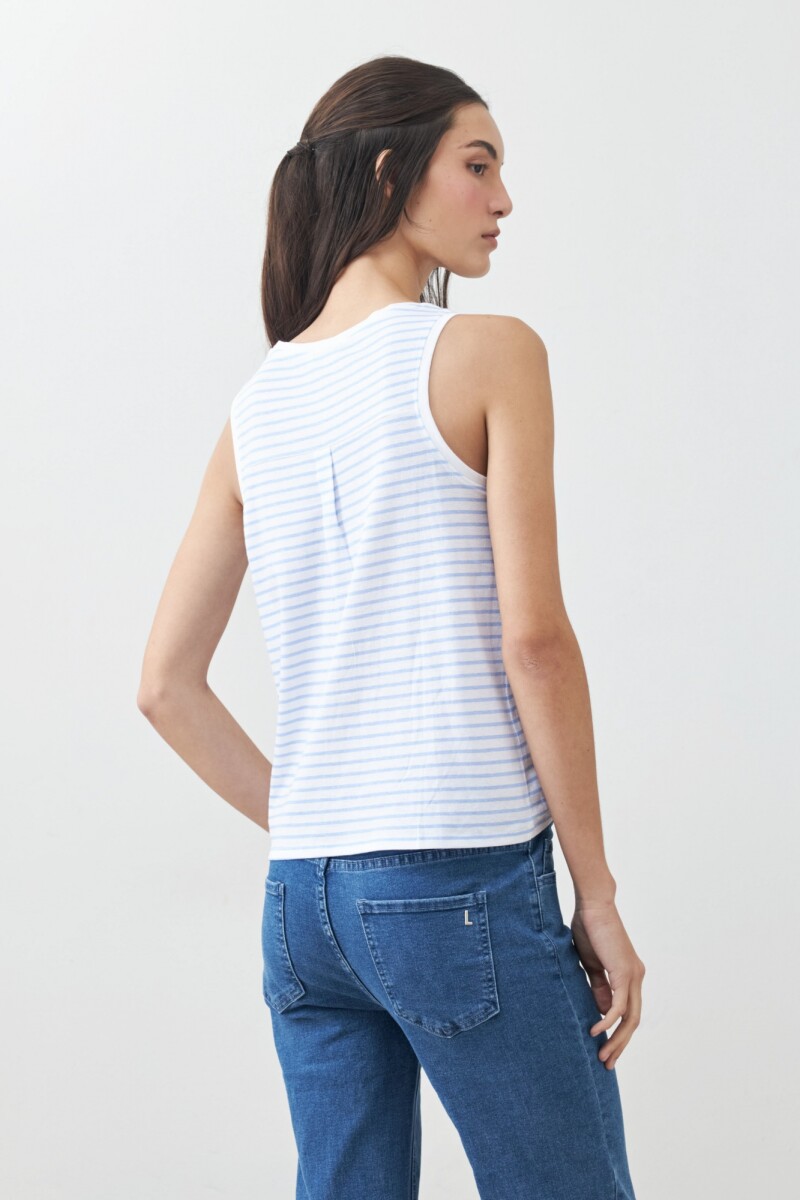 Musculosa rayada escote a la base blanco