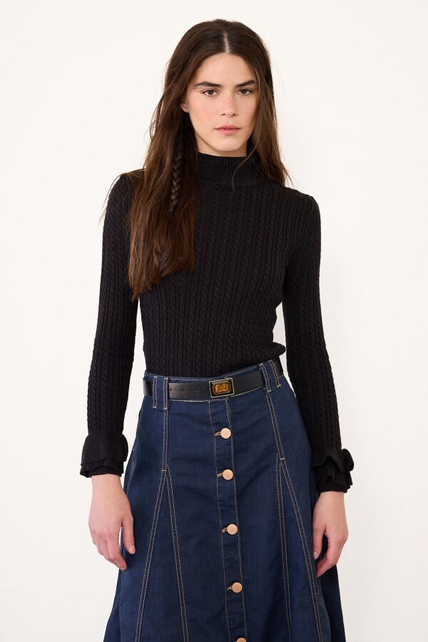 Polera Volant Negro