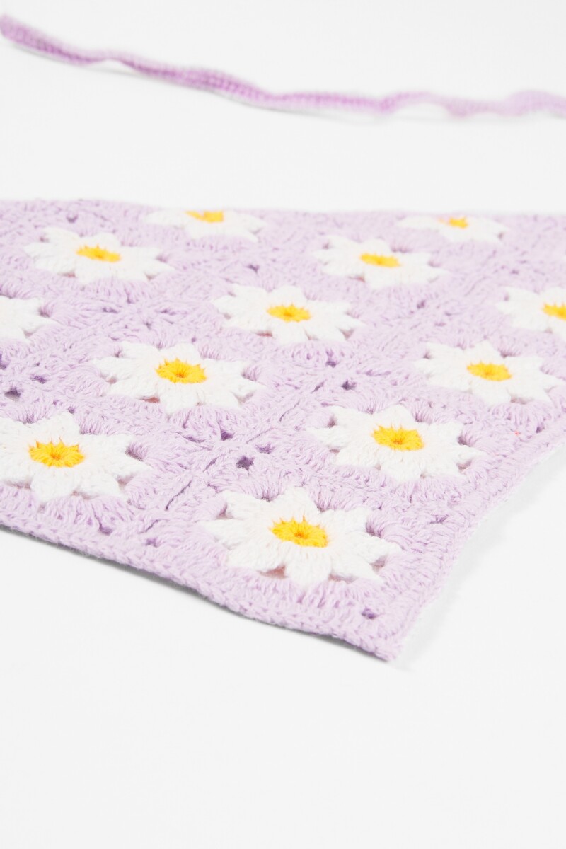 Bandana tejida flor lila